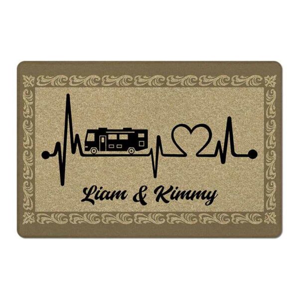 Doormat Heart Beat Camping Personalized Doormat