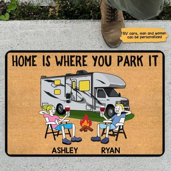 Doormat Home Is Where You Park It Camping Personalized Doormat 18x30