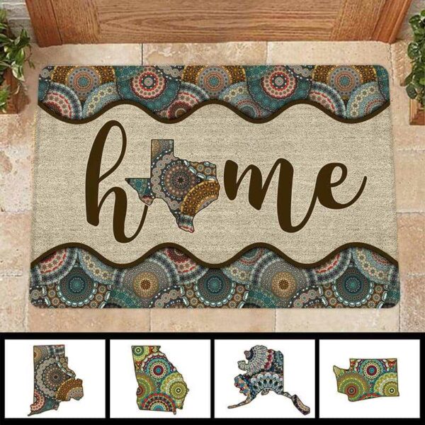 Doormat Home State Map Paisley Pattern Personalized Doormat 16x24