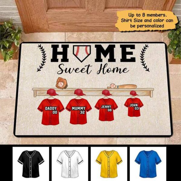 Doormat Home Sweet Home Baseball Personalized Doormat (1-3) 18x30