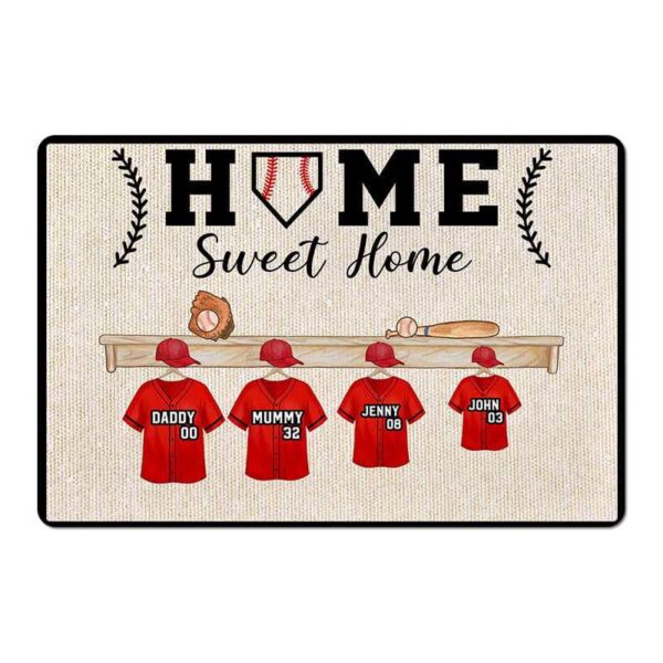 Doormat Home Sweet Home Baseball Personalized Doormat (1-3)