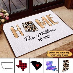 Doormat Home Sweet Home State Map Family Personalized Doormat 16x24