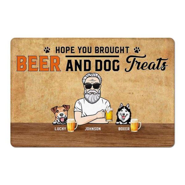 Doormat Hope You Brought Beer & Dog Treat Old Man Personalized Doormat