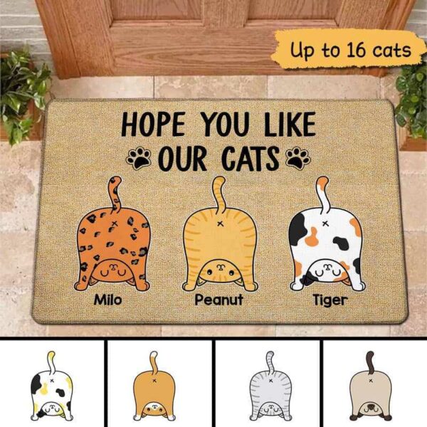 Doormat Hope You Like Cat Butts Personalized Doormat