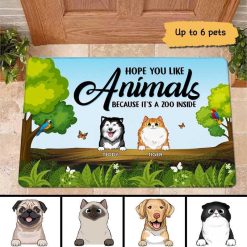 Doormat Hope You Like Dogs Cats Zoo Inside Personalized Doormat 16x24