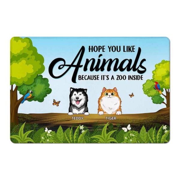 Doormat Hope You Like Dogs Cats Zoo Inside Personalized Doormat