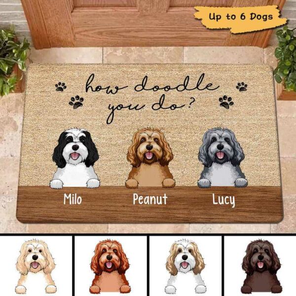 Doormat How Doodle You Do Dog Personalized Doormat 16x24