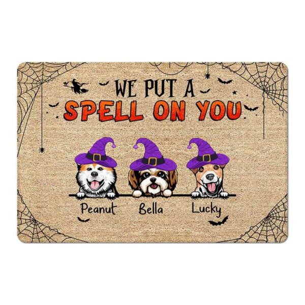 Doormat I Put A Spell On You Dogs Halloween Personalized Doormat