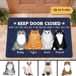 Doormat Keep Door Closed Fluffy Cat Sitting Personalized Doormat 16x24