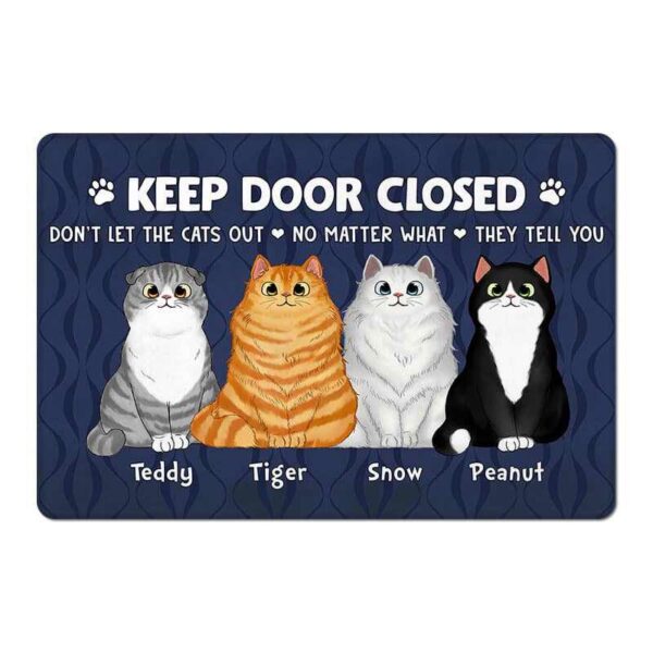 Doormat Keep Door Closed Fluffy Cat Sitting Personalized Doormat