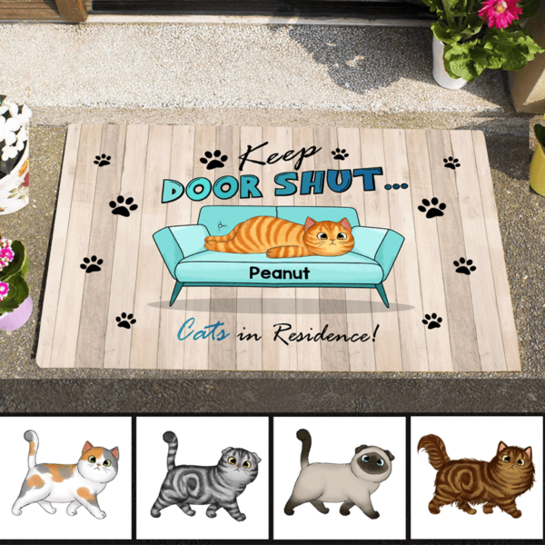 Doormat Keep Door Shut Cats In Residence Personalized Doormat 16x24