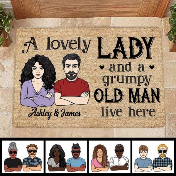 Doormat Lovely Lady And Grumpy Old Man Personalized Doormat 16x24