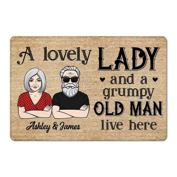Doormat Lovely Lady And Grumpy Old Man Personalized Doormat