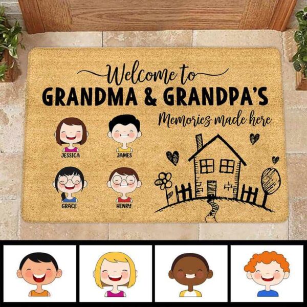 Doormat Memories Made Here Grandpa Grandma House Personalized Doormat 16x24
