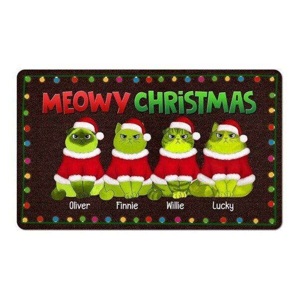 Doormat Meowy Grinchmas Christmas Personalized Doormat
