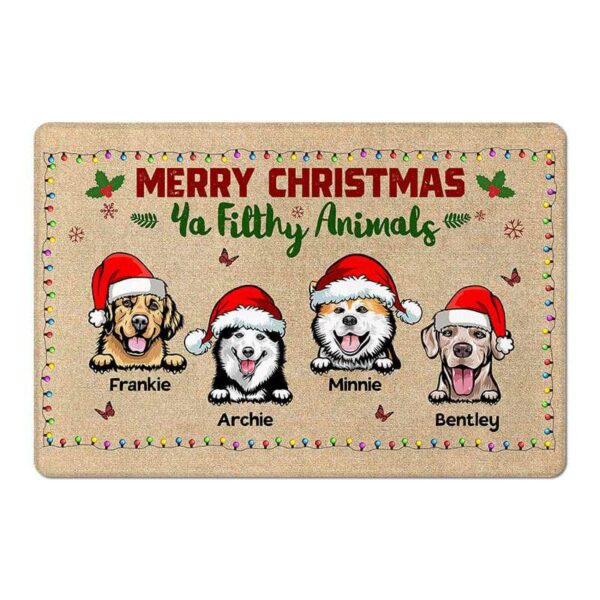 Doormat Merry Christmas Ya Filthy Animals Dog Personalized Doormat