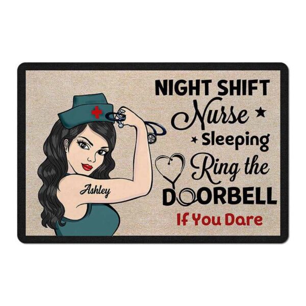 Doormat Night Shift Nurse Is Sleeping Personalized Doormat