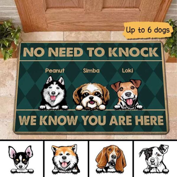 Doormat No Need To Knock Dogs Know You Are Here Personalized Doormat 18x30