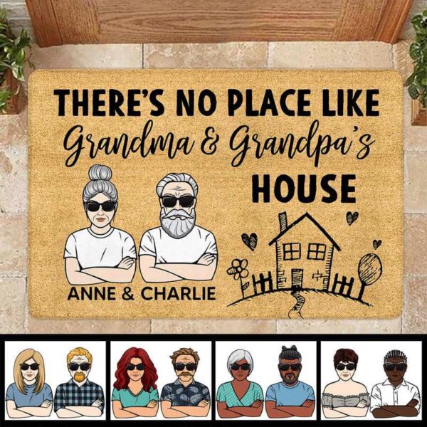 Doormat No Place Like Grandpa Grandma Personalized Doormat 16x24