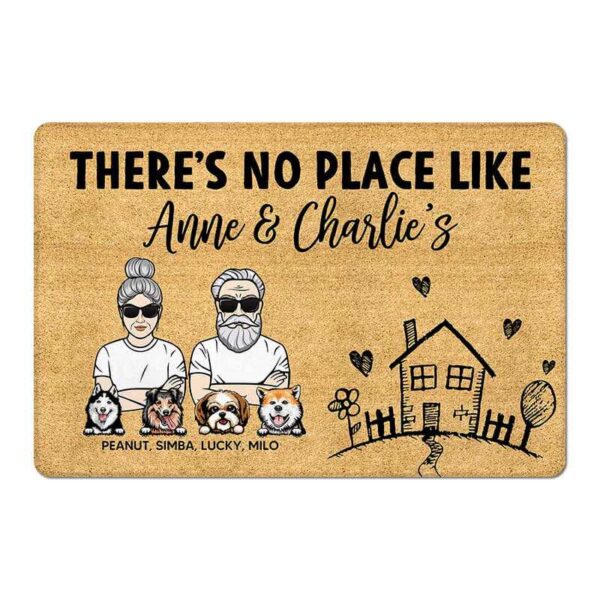 Doormat No Place Like Home With Dogs Personalized Doormat