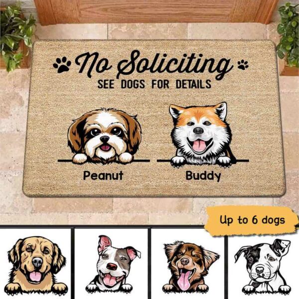 Doormat No Soliciting See Dogs For Details Personalized Doormat 16x24