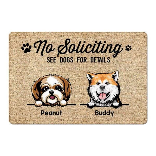 Doormat No Soliciting See Dogs For Details Personalized Doormat