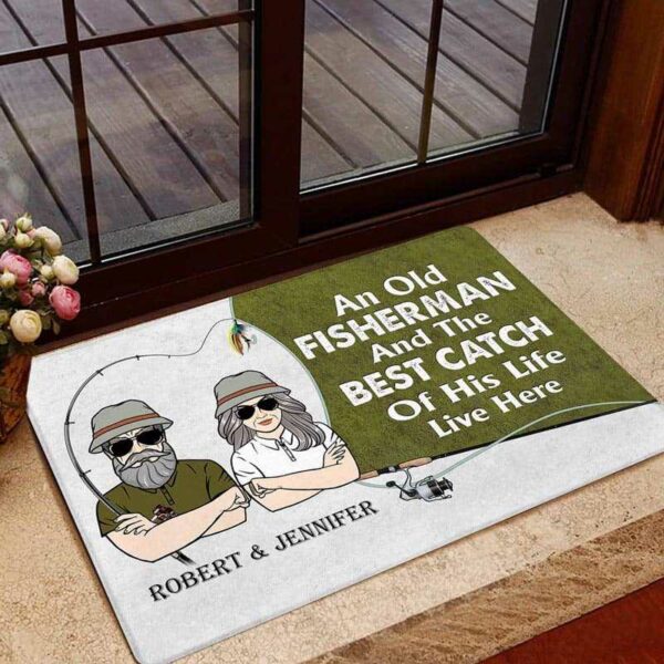 Doormat Old Fisherman And His Best Catch Personalized Doormat 16x24