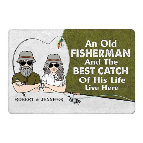 Doormat Old Fisherman And His Best Catch Personalized Doormat