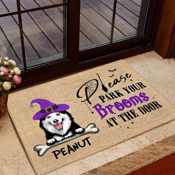 Doormat Park Your Brooms At The Door Dogs Personalized Doormat 16x24