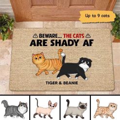 Doormat Shady Walking Fluffy Cat Personalized Doormat 16x24