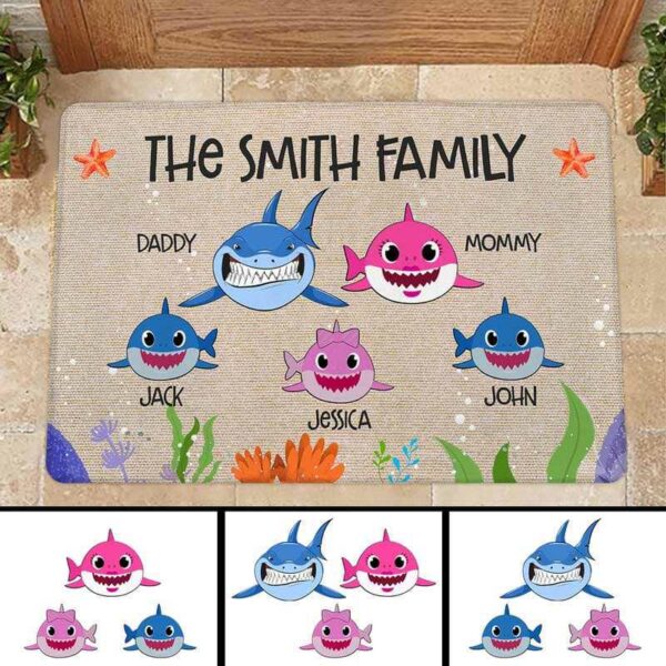 Doormat Shark Family Personalized Doormat 16x24