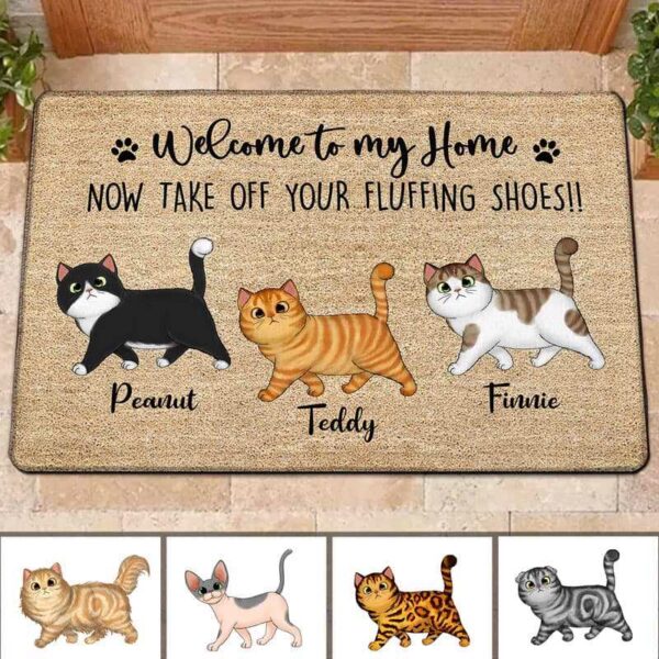 Doormat Take Off Your Fluffing Shoes Cats Personalized Doormat 16x24