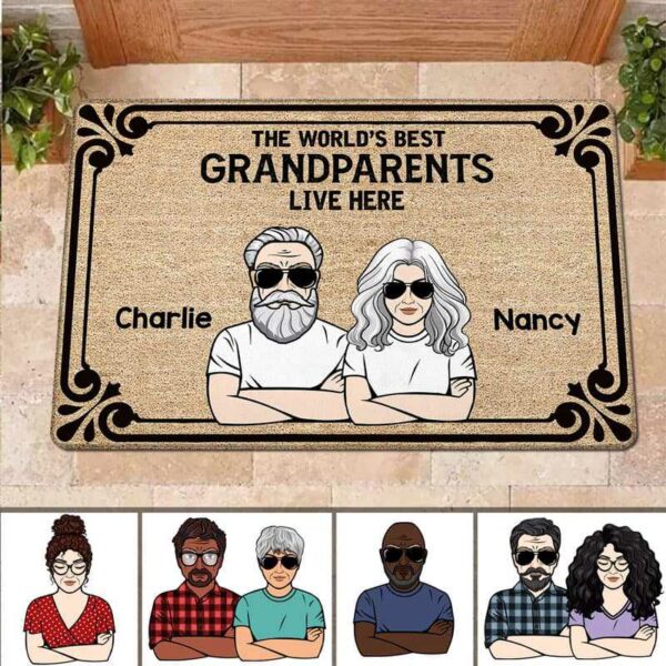 Doormat The World's Best Grandparents Live Here Personalized Doormat 18x30