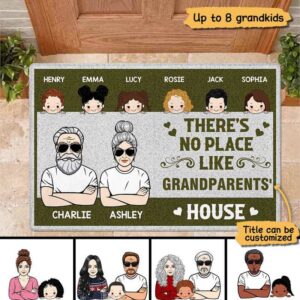 Doormat There Is No Place Like Grandparents House With Kids Personalized Doormat 16x24