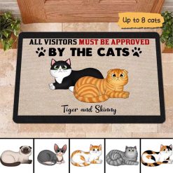 Doormat Visitors Must Be Approved By Cat Loaf Personalized Doormat 16x24