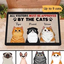 Doormat Visitors Must Be Approved By Fluffy Cats Personalized Doormat 16x24