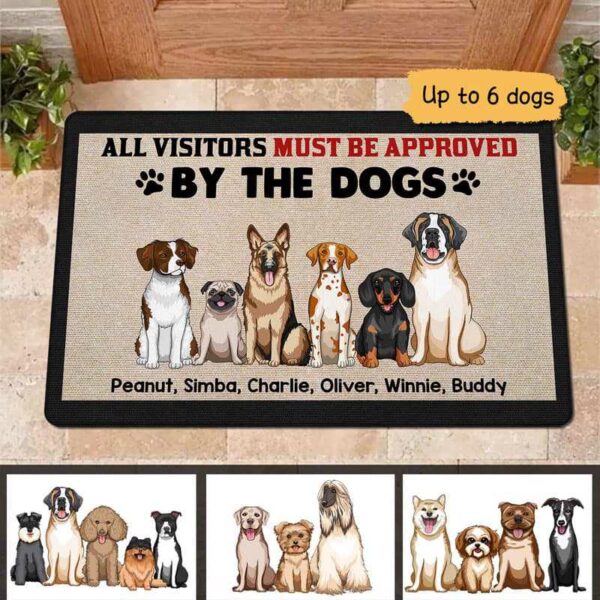 Doormat Visitors Must Be Approved By Sitting Dogs Personalized Doormat 16x24