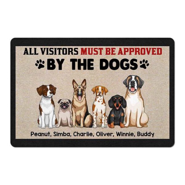 Doormat Visitors Must Be Approved By Sitting Dogs Personalized Doormat