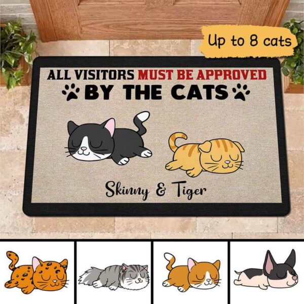 Doormat Visitors Must Be Approved By Sleeping Cats Personalized Doormat 16x24