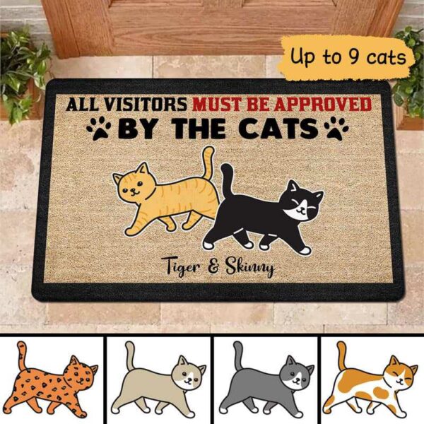 Doormat Visitors Must Be Approved By Walking Cats Personalized Doormat 16x24