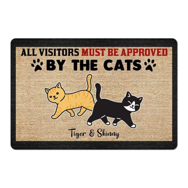 Doormat Visitors Must Be Approved By Walking Cats Personalized Doormat