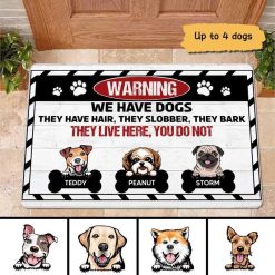 Doormat Warning We Have Dogs Personalized Doormat 16x24
