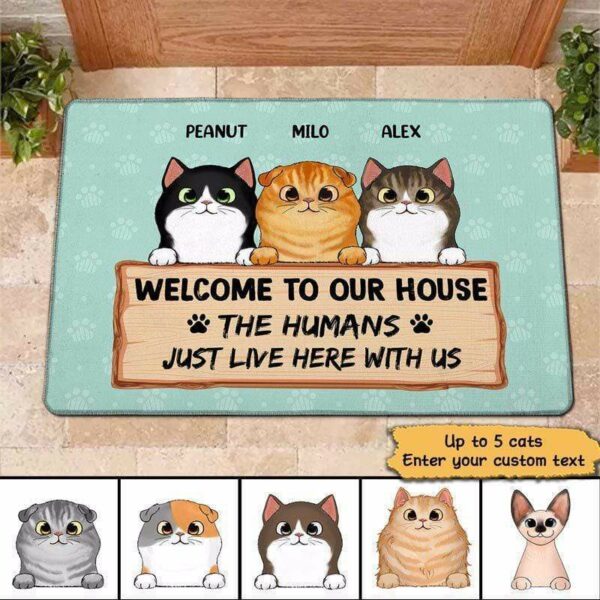 Doormat Welcome Home Fluffy Cat Personalized Doormat 18x30