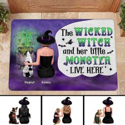 Doormat Wicked Witch And Little Monsters Dogs Halloween Personalized Doormat 16x24