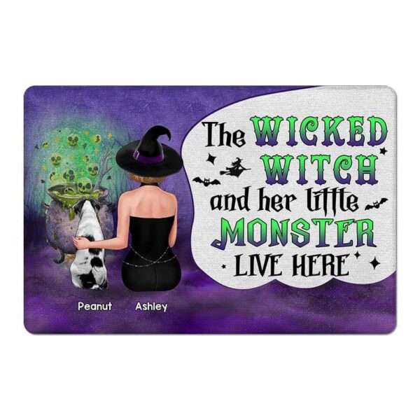 Doormat Wicked Witch And Little Monsters Dogs Halloween Personalized Doormat