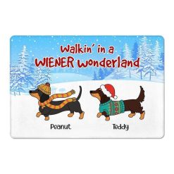 Doormat Wiener Wonderland Christmas Dachshund Dog Personalized Doormat 16x24