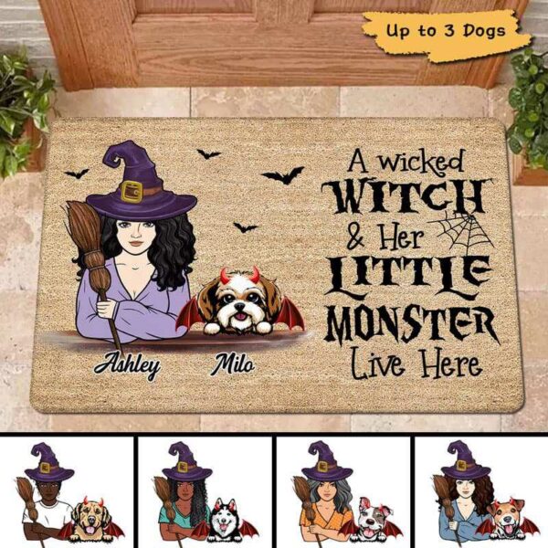 Doormat Witch And Dogs Personalized Doormat 16x24