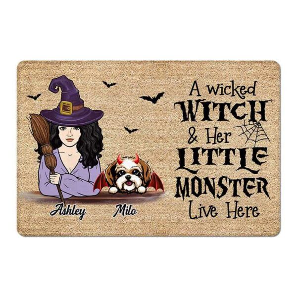 Doormat Witch And Dogs Personalized Doormat