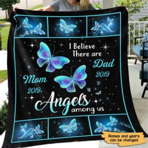 Fleece Blanket Angels Among Us Butterflies Memorial Personalized Fleece Blanket 60" x 80" - BEST SELLER