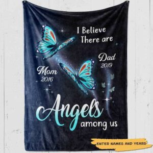 Fleece Blanket Angels Among Us Butterfly Memorial Personalized Fleece Blanket 60" x 80" - BEST SELLER